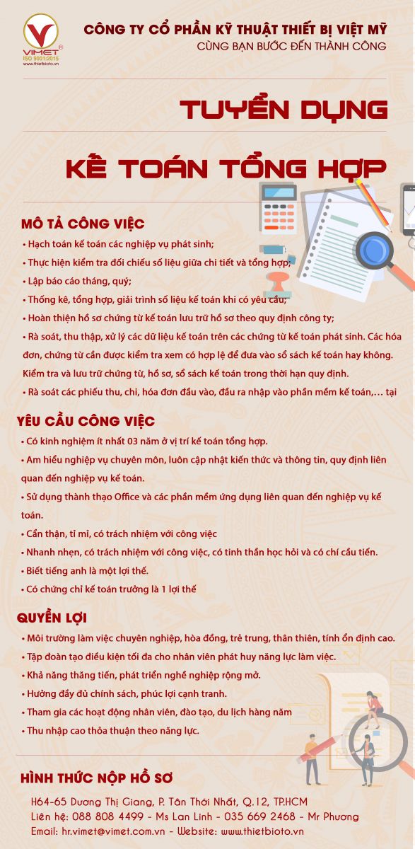 Tuyển dụng kế toán tổng hợp