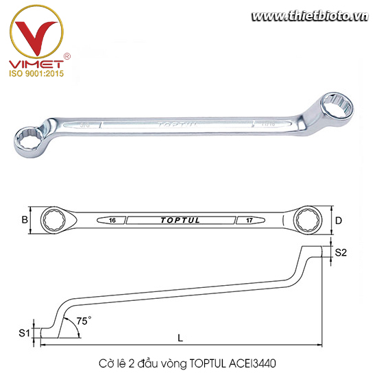 Cờ lê 2 đầu vòng TOPTUL ACEI3440