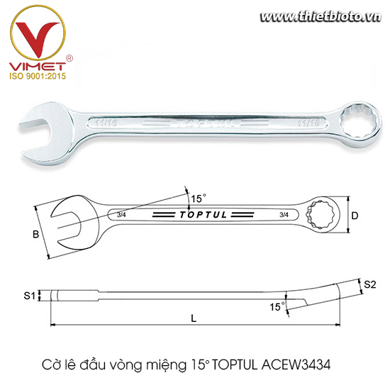 Cờ lê đầu vòng miệng TOPTUL ACEW3434 