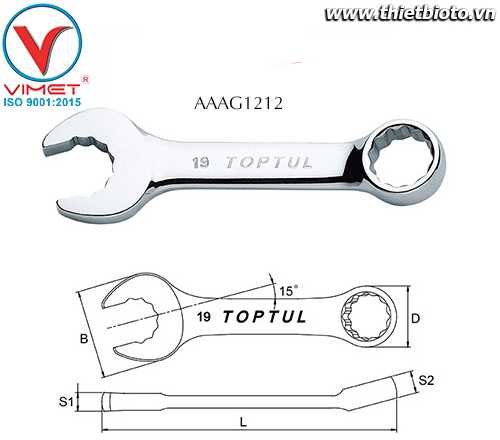 Cờ lê đầu vòng mở Toptul AAAG1212