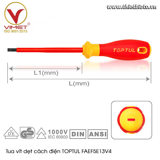 Tua vít dẹt cách điện TOPTUL FAEF5E13V4
