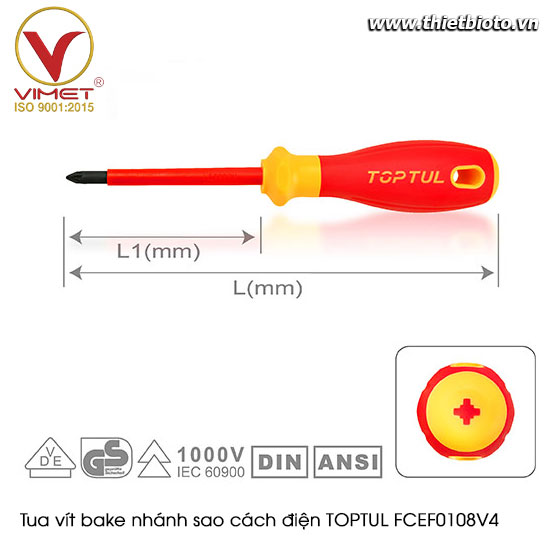 Tua vít bake nhánh sao cách điện TOPTUL FCEF0108V4