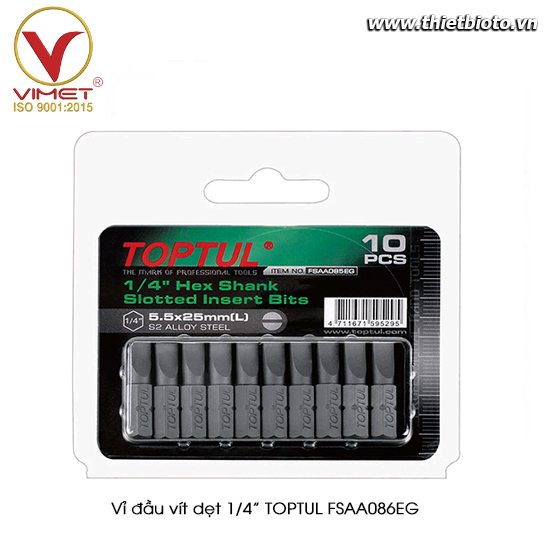 Vỉ đầu vít dẹt 1/4” TOPTUL FSAA086EG 