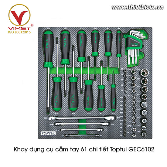 Khay dụng cụ cầm tay 61 chi tiết Toptul GEC6102