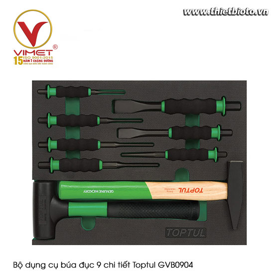 Bộ dụng cụ búa đục 9 chi tiết Toptul GVB0904
