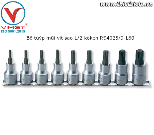 Bộ tuýp mũi vít sao 1/2 koken RS4025/9-L60